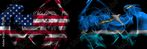 United States of America vs United States of America, America, US, USA, American, Midway Islands smoke flags placed side by side photo