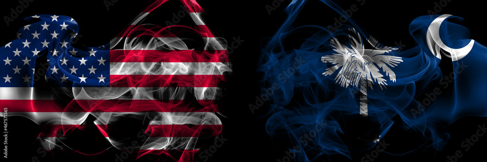 custom made wallpaper toronto digitalUnited States of America vs United States of America, America, US, USA, American, South Carolina smoke flags placed side by side