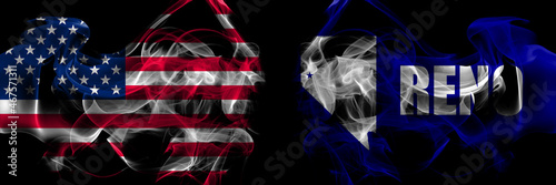 Wallpaper Mural United States of America vs United States of America, America, US, USA, American, Reno, Nevada smoke flags placed side by side Torontodigital.ca
