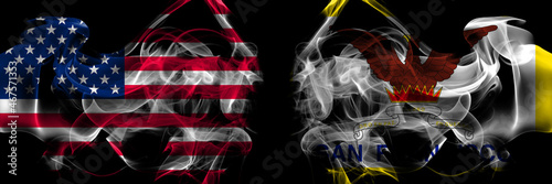 Wallpaper Mural United States of America vs United States of America, America, US, USA, American, San Francisco, California smoke flags placed side by side Torontodigital.ca