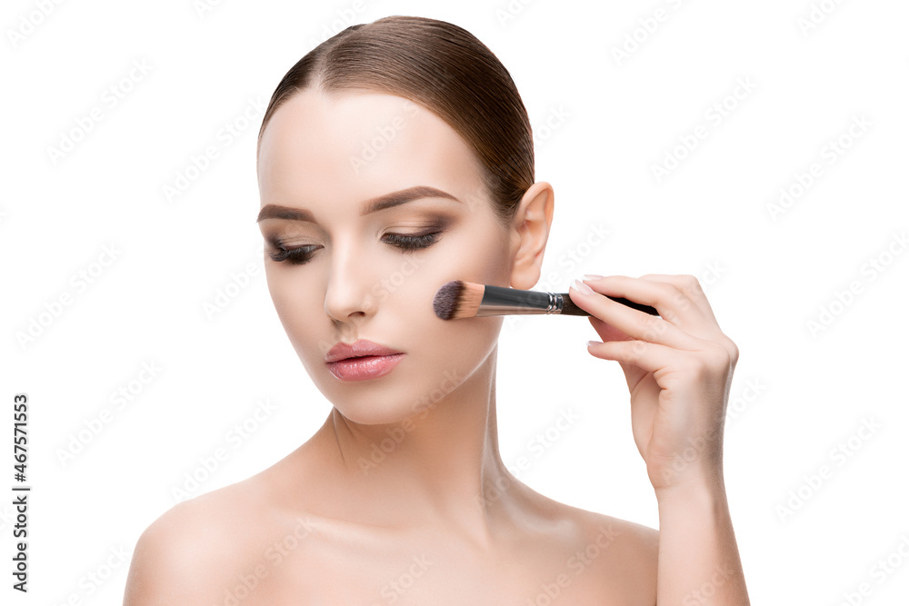 Beautiful Young Woman with Clean Fresh Skin isolated on white background Beautiful Young Woman with Clean Fresh Skin isolated on white background
