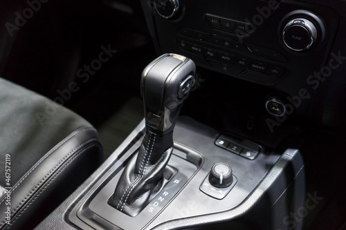 Gear shift, automatic transmission gear of car , car interior.