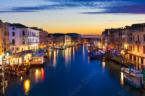 The Grand Canal at sunrise from Rialto Bridge  Venice  Italy