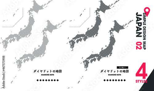 デザインマップ「JAPAN 02」4点 日本 地図 ドット / design map japan japan