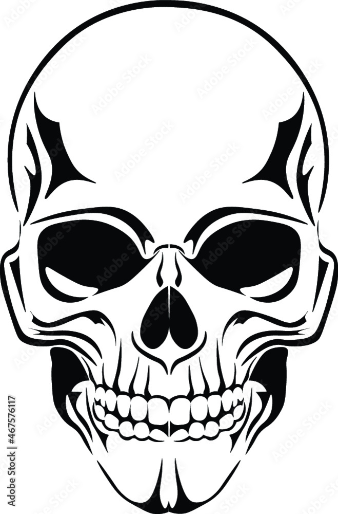 Obraz premium Human Skull Bone Death Dead Teeth Fantasy Horror Prop Angry Screaming Scary Halloween Vector
