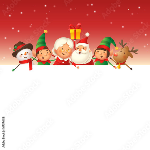 Santa Claus, Mrs Claus, Elves, Snowman and Reindeer on board - winter template