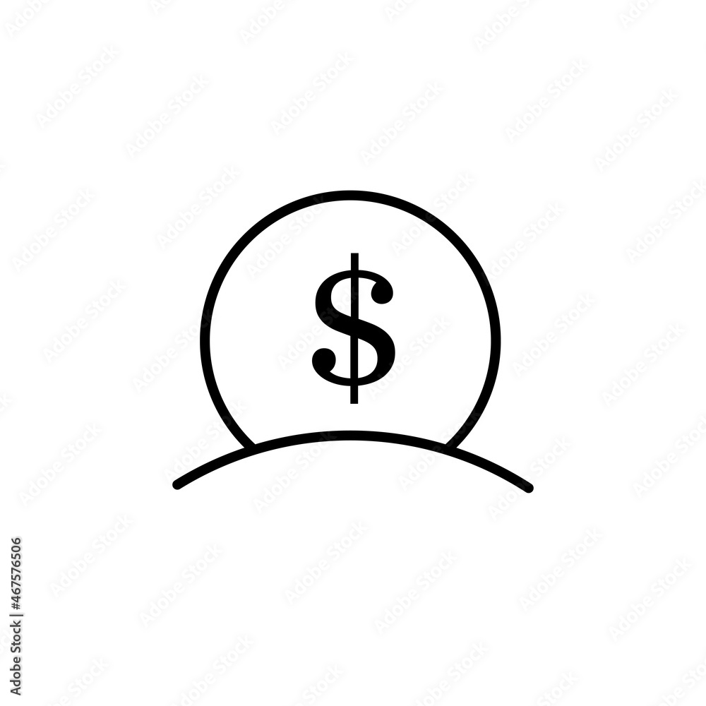 Coin, cent, dollar, cash black line icon isolated. Deposit concept. Money logo. Money Illustration business concept. Trendy flat style for app, graphic, infographic, web, site, ui, ux. Vector EPS 10. Coin, cent, dollar, cash black line icon isolated. Deposit concept. Money logo. Money Illustration business concept. Trendy flat style for app, graphic, infographic, web, site, ui, ux. Vector EPS 10.