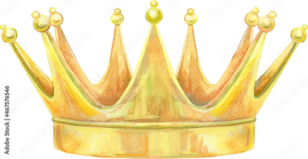 Watercolor hand draw illustration gold crown on white background Stock ...