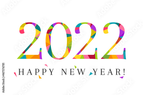 2022 and happy new year concept in colorful low poly design