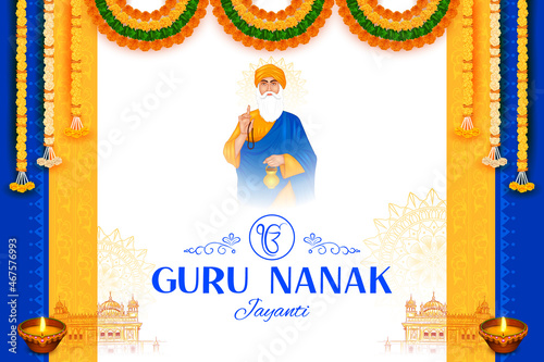 Happy Gurpurab, Guru Nanak Jayanti festival of Sikh celebration background