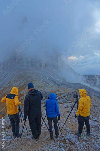 Four photographers in the clouds at Tre Cime di Lavadoro