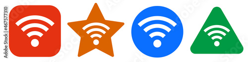 Wi-Fi icons in various shapes. They are colorful.
