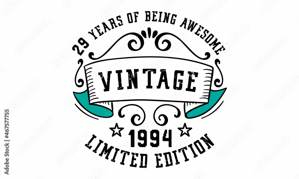 Obraz premium 29 Years of Being Awesome Vintage Limited Edition 1994 Graphic. It's able to print on T-shirt, mug, sticker, gift card, hoodie, wallpaper, hat and much more.