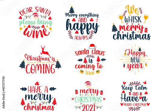 merry christmas lettering quotes design bundle
