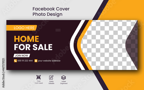 Real estate house property social media Facebook cover photo banner design home for sale template design 