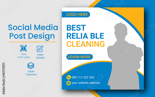 cleaning social Instagram post design Editable design for any business Cleaning service customizable and web banner template design .