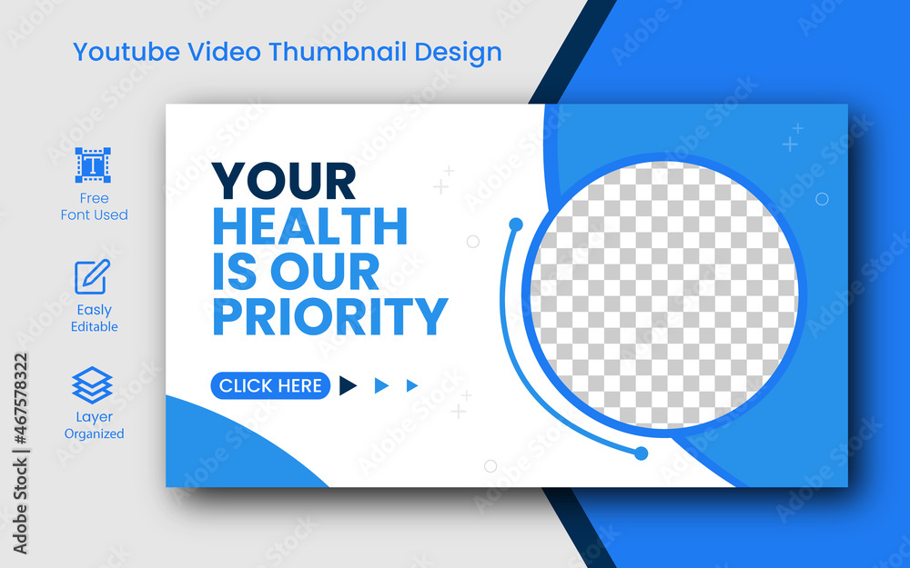Health and Medical Doctors web banner and video thumbnail design Editable text template vector. Health and Medical Doctors web banner and video thumbnail design Editable text template vector.