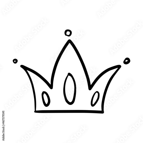 Hand drawn crown isolated on white background. Simple corona illustration.