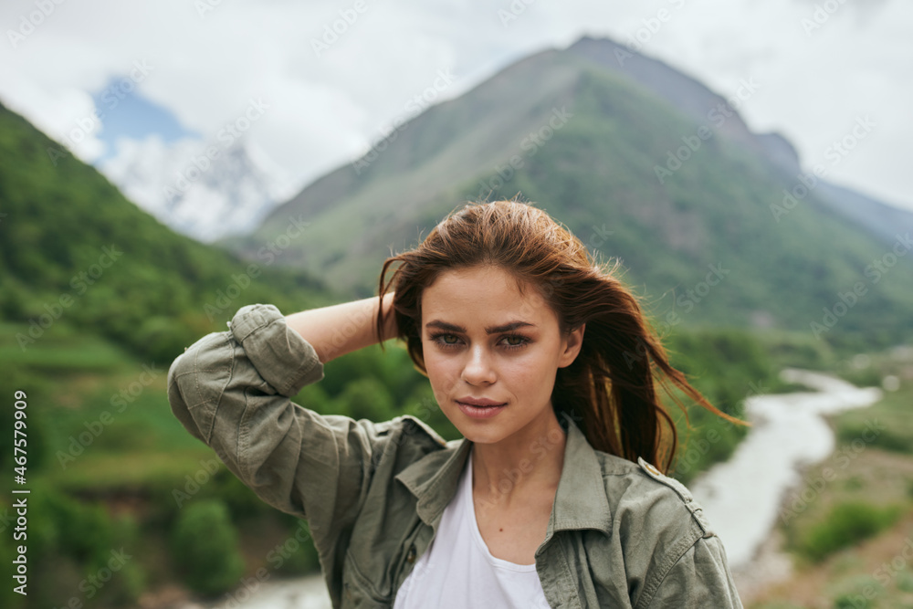 woman hiker mountains landscape travel freedom fresh air woman hiker mountains landscape travel freedom fresh air