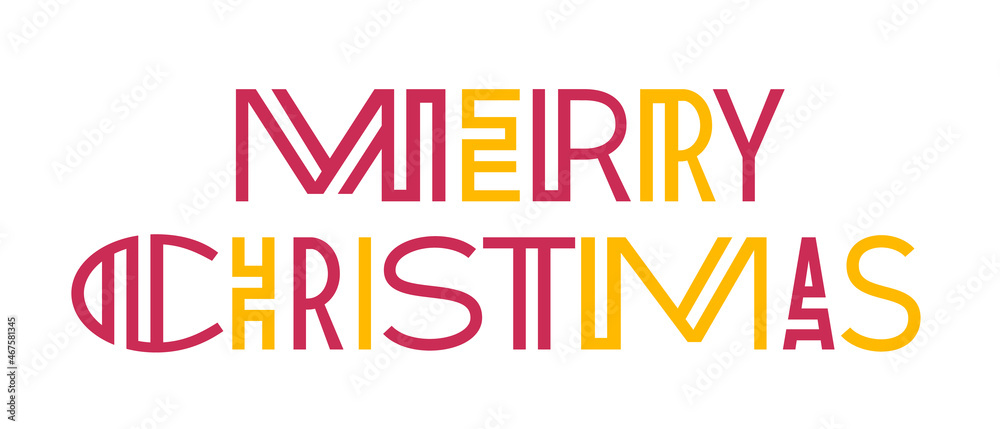 Modern style lettering Merry Christmas isolated on white background. Vector illustration.