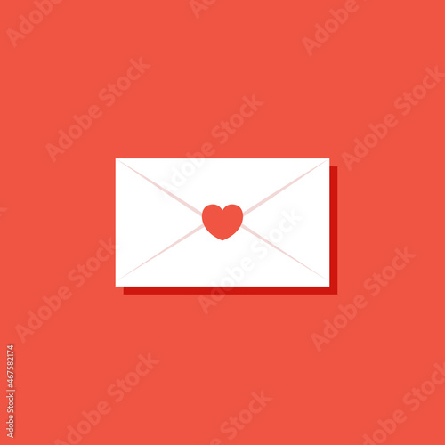 Love letter. White card with red paper envelope mockup vector. free space for text. copy space. Valentine's card vector.