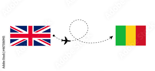 Flight and travel from United Kingdom of Great Britain to Mali by passenger airplane Travel concept