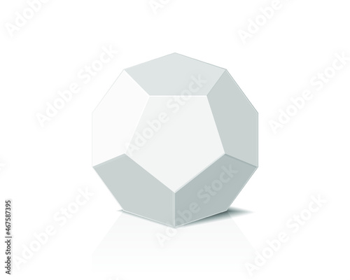 White dodecahedron isolated on a white background. 3d illustration photo