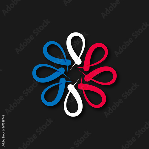 forme graphique bleu, blanc, rouge 