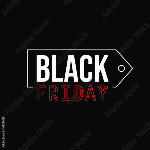 Black friday ticket, white and red in a black background.