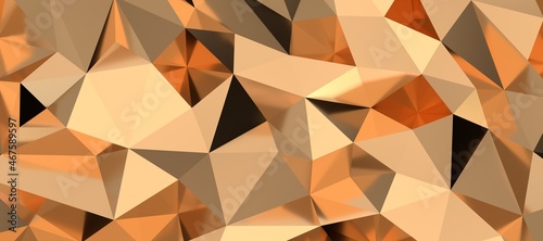 Gold Polygon Background 3D Rendering