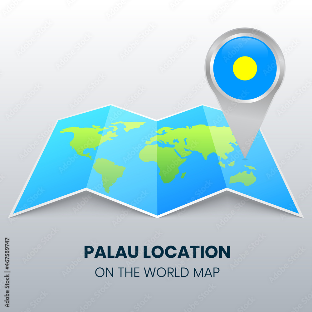 Location icon of Palau on the world map, Round pin icon of Palau Location icon of Palau on the world map, Round pin icon of Palau