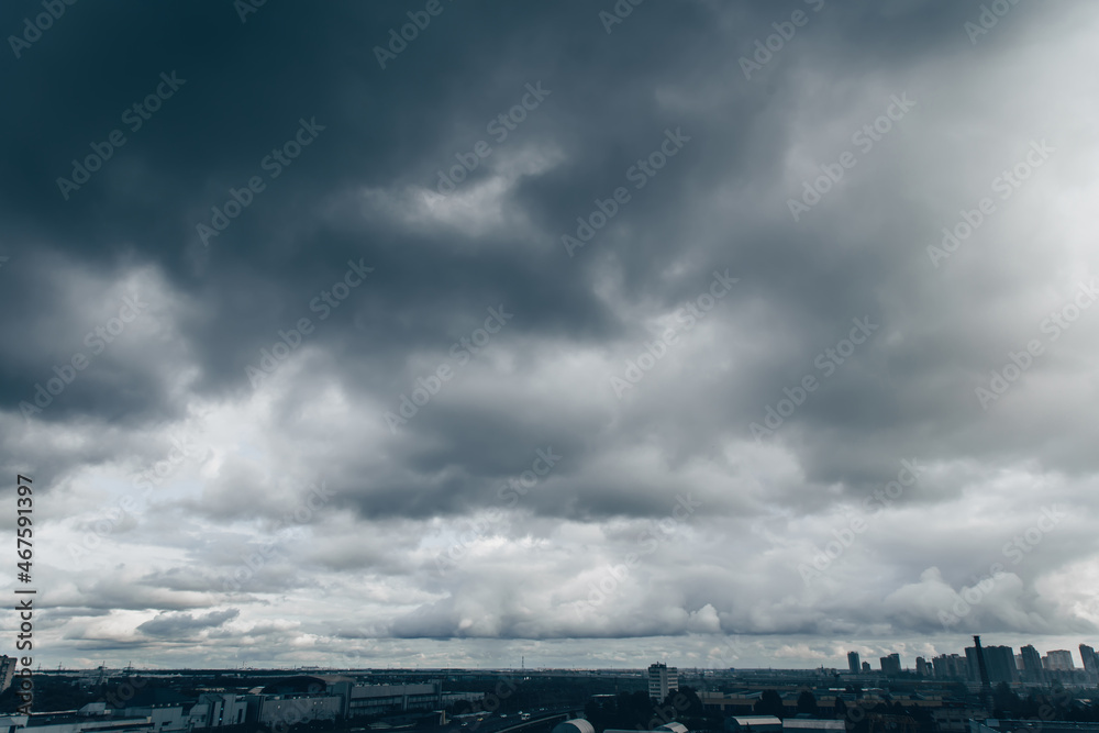 Cumulonimbus clouds over the city