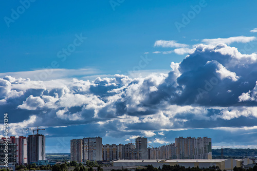 Cumulonimbus clouds over the city
