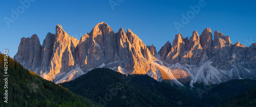 Rocks during a bright sunset. Panoramic mountain scenery for background. Dolo...
