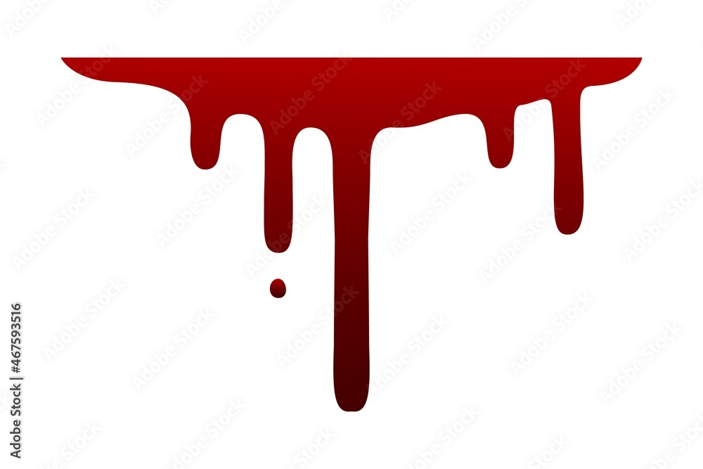 Red paint splash. Dripping blood. Halloween decoration element. Isolated oozing fluid template. Bloody horizontal line with flowing drops. Spilled ketchup or ink. Vector bleeding texture Red paint splash. Dripping blood. Halloween decoration element. Isolated oozing fluid template. Bloody horizontal line with flowing drops. Spilled ketchup or ink. Vector bleeding texture