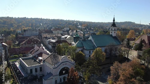 Regis shaft of Wieliczka Salt Mine and St. Clement's Church - aerial view photo