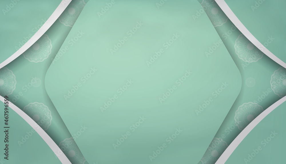 Background in mint color with greek white pattern for design under your logo or text