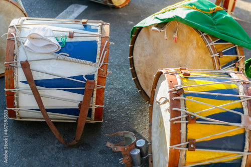 congado - detail of percussive instruments characteristic of the rosary festival photo