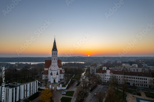 Aerial autumn fall sunrise view of Šiauliai city, Lithuania © Top Lithuania