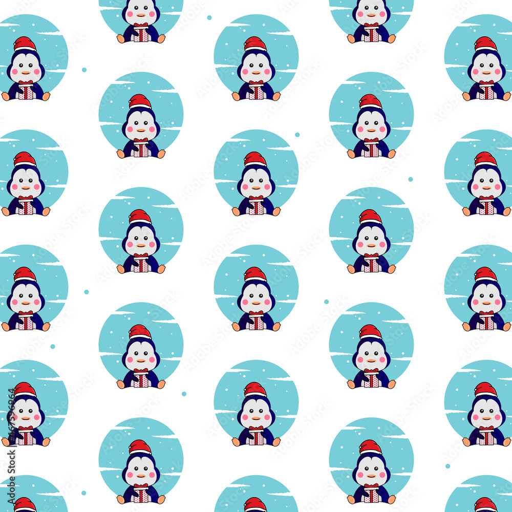 Fototapeta premium Seamless pattern winter animal penguin design