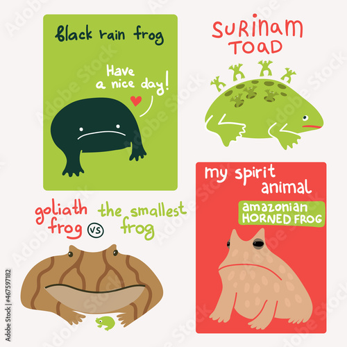 funny grumpy toads set