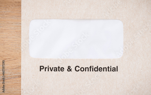 Private and confidential window envelope template, UK