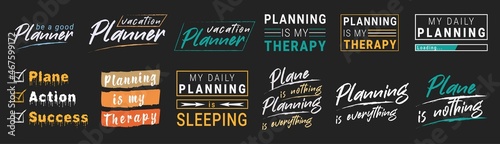 Typography planner t-shirt design set