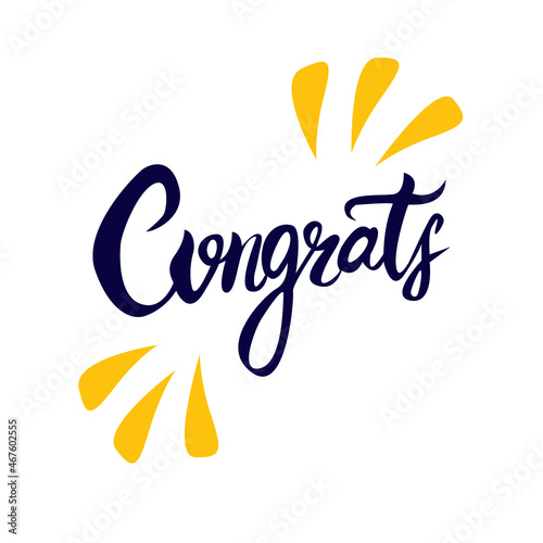 Congratulatory lettering. Congratulations on a white frn. Vector image of congratulations.Congratulations on your birthday card, greeting card, invitation, poster and print. Modern brush calligraphy.