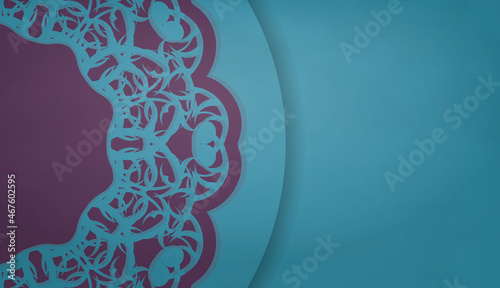 Green leaflet with purple mandala pattern prepared for printing.