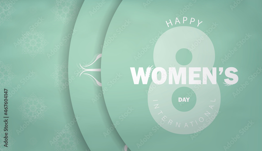 Holiday Brochure 8 march international womens day mint color with winter white ornament Holiday Brochure 8 march international womens day mint color with winter white ornament