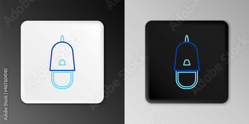 Line Police cap with cockade icon isolated on grey background. Police hat sign. Colorful outline concept. Vector