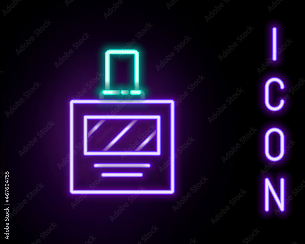 Glowing neon line Aftershave icon isolated on black background. Cologne spray icon. Male perfume bottle. Colorful outline concept. Vector Glowing neon line Aftershave icon isolated on black background. Cologne spray icon. Male perfume bottle. Colorful outline concept. Vector