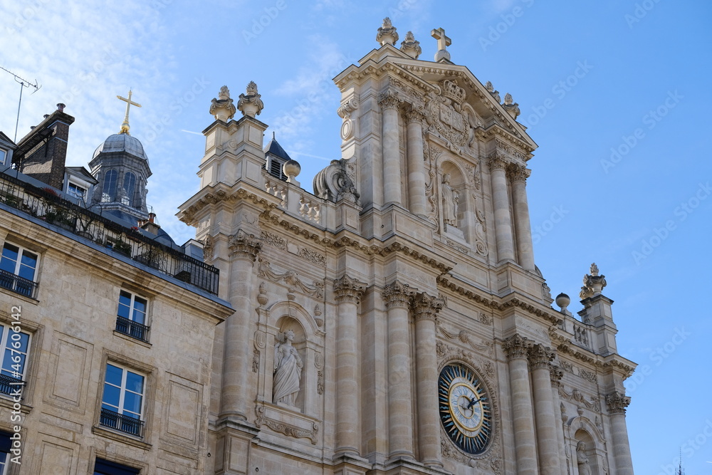 The facade of Saint-Paul church in Paris. The 6th november 2021, France.