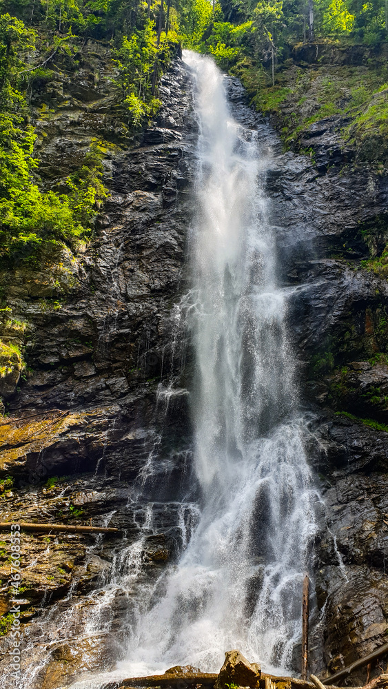 waterfall in the forest,  Scorusilor Waterfall, Capatanii Mountains, Romania 